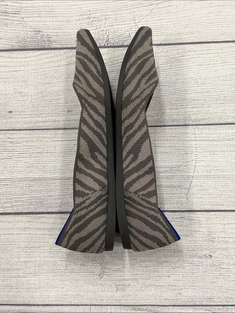 Rothy’s The Point Zebra Stripe Knit Flats Gray Blue Women’s 9 - Picture 5 of 6